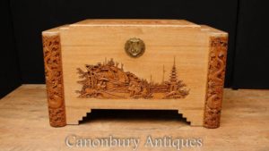 Antiguo tallado a mano de madera de alcanfor tronco de madera Hong Kong chino 1920