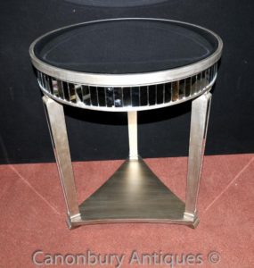 Mesas de cóctel de gran tamaño Art Deco Mirrored Side Table Furniture