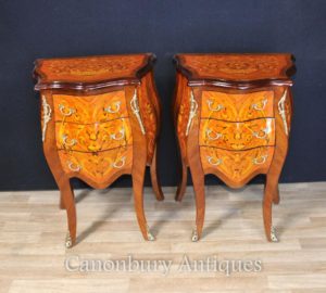 Pair French Empire Bombe Cómodas Cómodas Mesillas de noche Mesita de noche