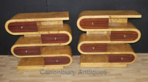 Par Art Deco S Libreros de la forma Gabinetes Unidad de la estantería Gavetas del pecho