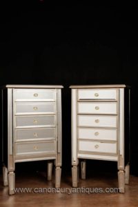 Par Cómodas con espejo Art Deco Nightstands Furniture Tall Boy