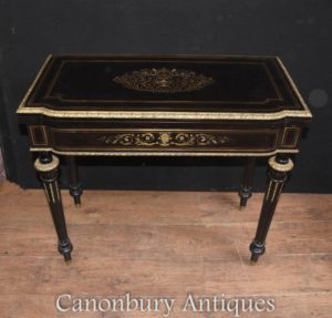Antiguo Imperio Francés Ebony Juegos de Mesa Tabla Boulle Inlay