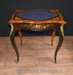 Antiguo Imperio Francés Juegos Mesas Marquetería Floral Interiores