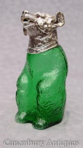 Decantador de Oso de vidrio de placa de plata victoriana titular de bebidas
