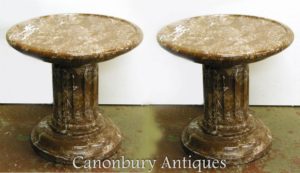 Par de Imperio Francés Bajo Pedestal de Mármol Soportes Soportes de Columna