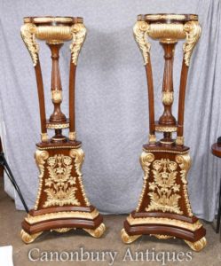 Par de alto imperio francés Gilt Tocheres Planter Stands