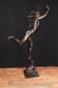 XL Italia Bronce Mercurio Estatua Fundición Hermes de Giambologna