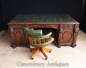 CHIPPENDALE CAOBA Nostell Priory escritorio y silla conjunto