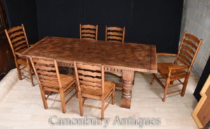 Refectory Table Ladderback Chairs Suite de comedor - Farmhouse Kitchen Set