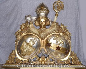 Mano dorada tallada rusa escudo de armas Escultura águila