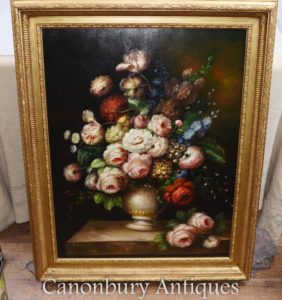 Gran Victorian Flower Display Naturaleza muerta Pintura al óleo