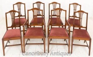 Set Hepplewhite Dining Chairs en Caoba