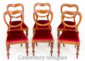 Set Victorian Balloon Back Dining Chairs 1880