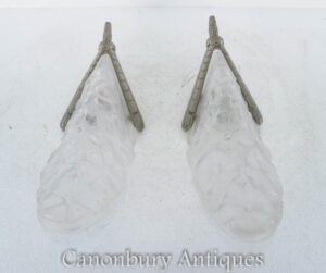 Apliques Art Deco de vidrio esmerilado con luces de pared de Degue firmadas