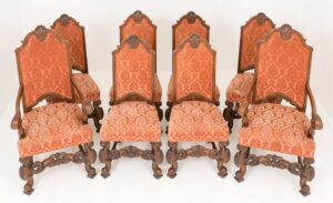 Juego de sillas de comedor de roble - Antigüedades de granja talladas en Carole 1870
