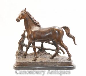 Estatua de caballo de bronce francés - Poni ecuestre Mene