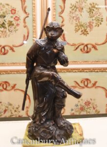 Estatua de mono victoriana antigua de bronce - Fundición de primates simios 1880