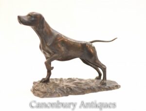 Estatua de perro puntero de bronce inglés - Escultura de perrito