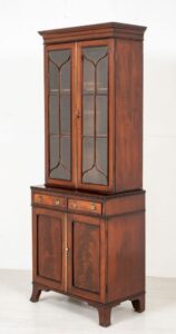 Librería georgiana esmaltada - Mueble antiguo de caoba 1800