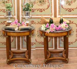 Pareja de mesas auxiliares francesas antiguas - Empire