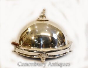 Plato Plata Con Cúpula Plato Para Servir Comida Carne Vajilla Georgiana