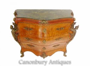 Cómoda Bombe del Imperio francés - Cómoda antigua de nogal 1900