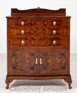 Cómoda antigua serpentina - Nogal Burr