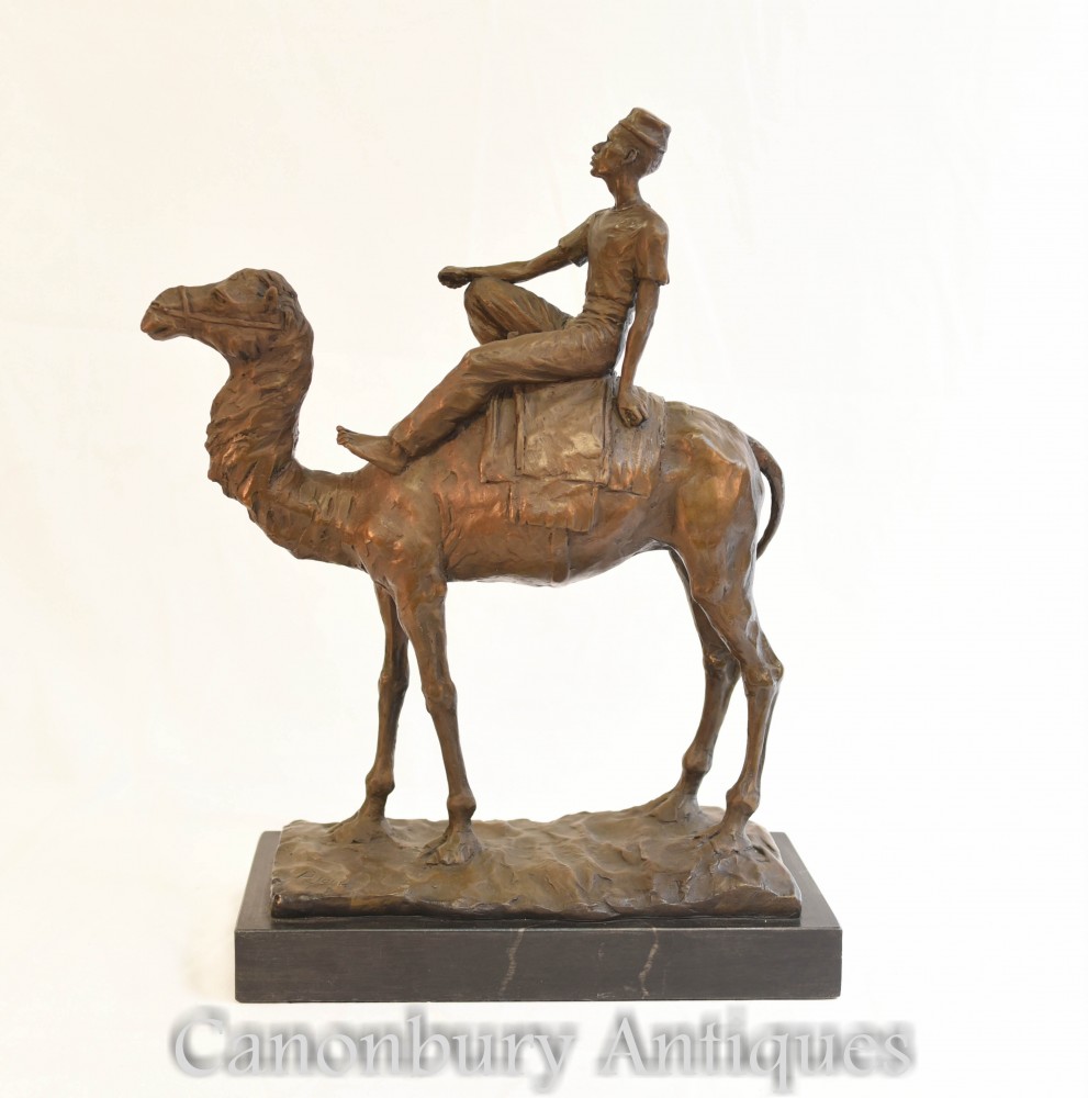 Estatua de bronce del jinete del camello beduino - Fundición francesa
