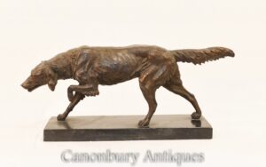 Estatua de perro Setter rojo de bronce - Piezas de animales francesas