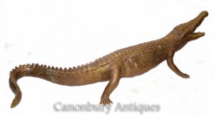 Fundición de cocodrilo de bronce grande - Estatua de reptil de cocodrilo