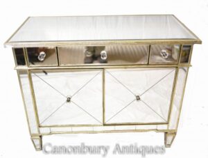 Gabinete con espejos - Interiores de vidrio de pecho Art Déco