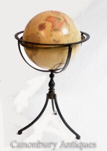 Globo antiguo sobre soporte de bronce - Mapa del mundo 1930