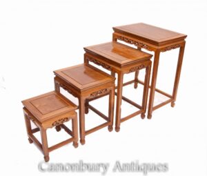 Mesas nido antiguas chinas - Cuatro lados Circa 1930
