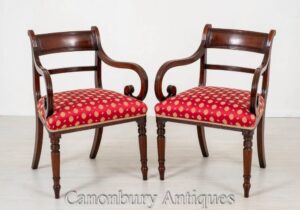 Par de sillones Regency - Silla abierta antigua de caoba
