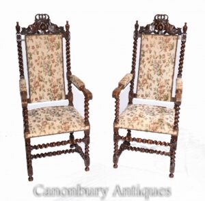 Par de sillones italianos antiguos - Roble Farmhouse Barley Twist