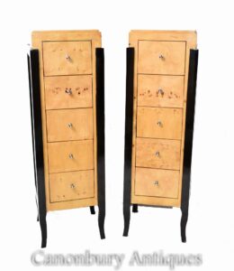 Pareja de cofres Art Déco - Walnut Tall Boys