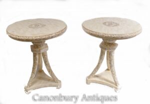 Pareja de mesas auxiliares talladas en chino - Lados ocasionales Interiores asiáticos